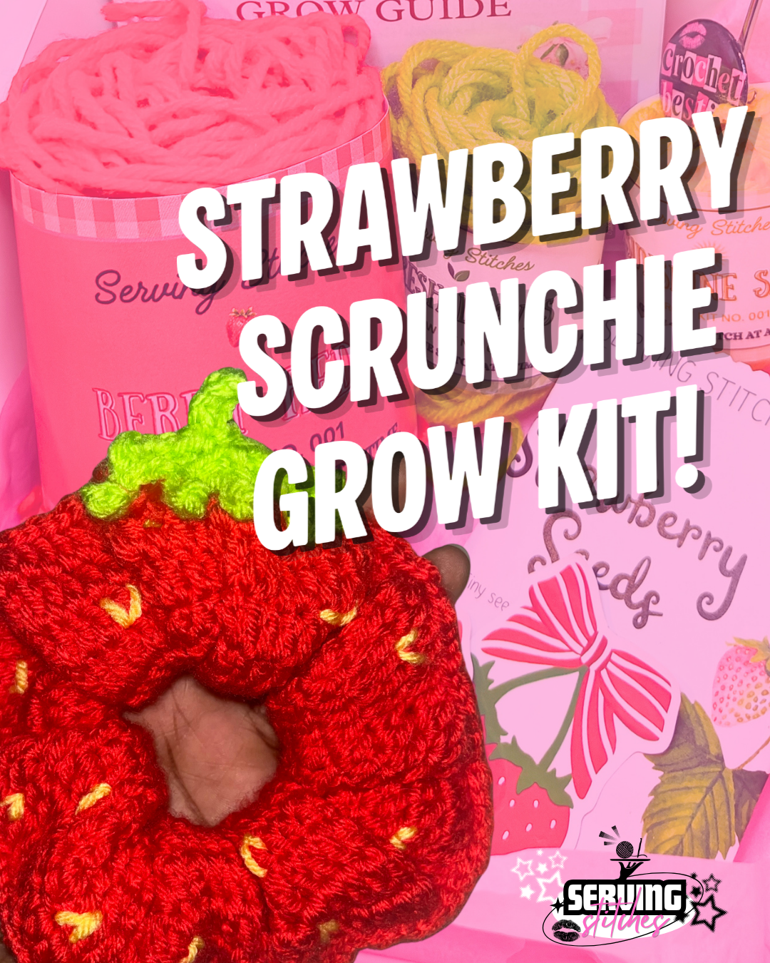 Standalone Strawberry Scrunchie Grow Kit 🍓| Learn to Crochet!