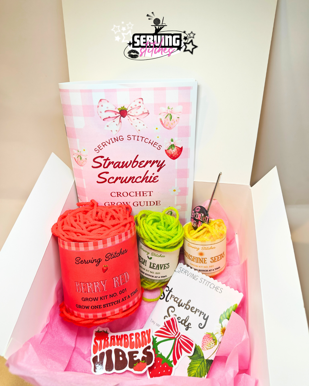 Standalone Strawberry Scrunchie Grow Kit 🍓| Learn to Crochet!