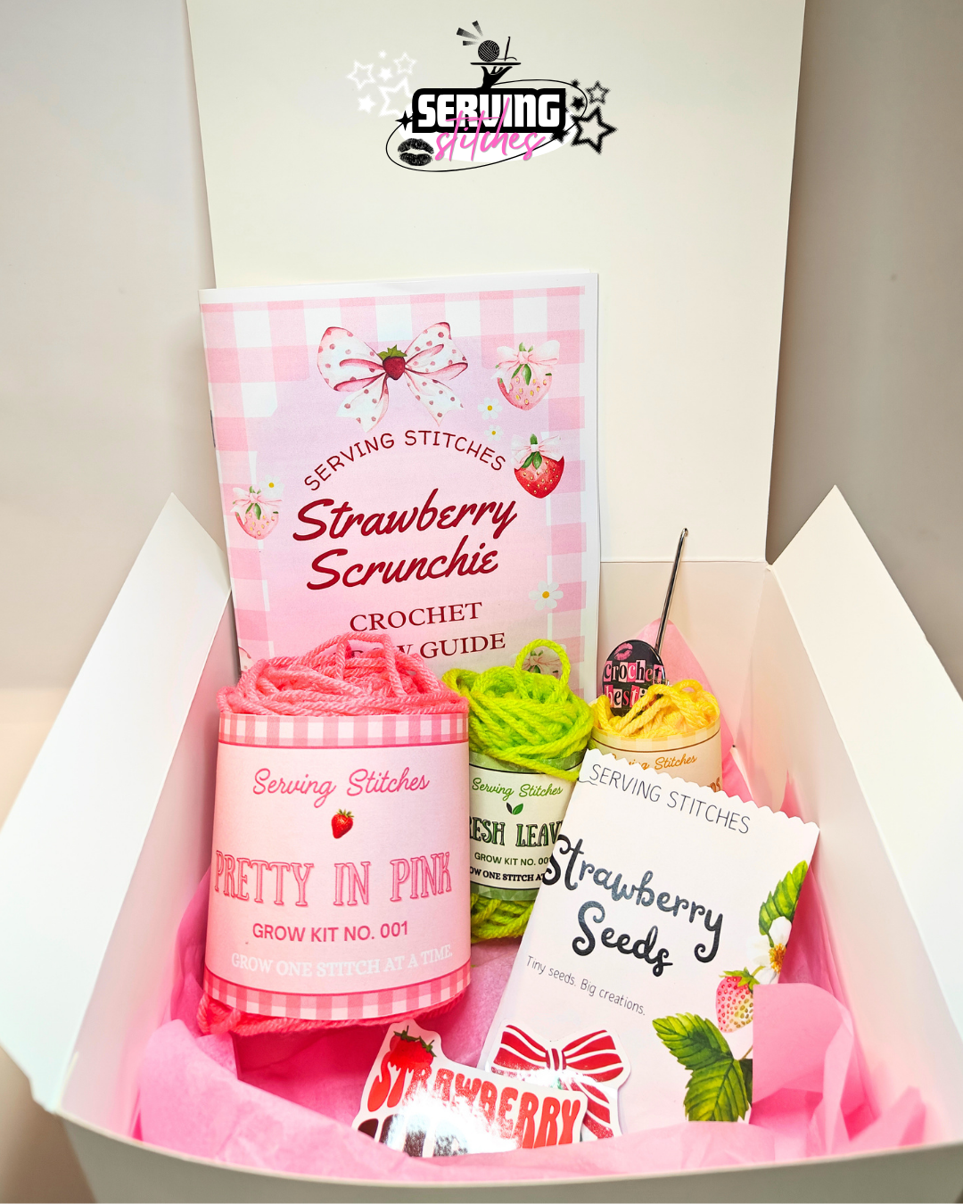 Standalone Strawberry Scrunchie Grow Kit 🍓| Learn to Crochet!