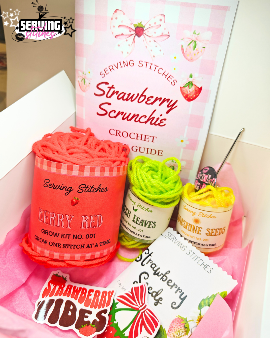 Standalone Strawberry Scrunchie Grow Kit 🍓| Learn to Crochet!