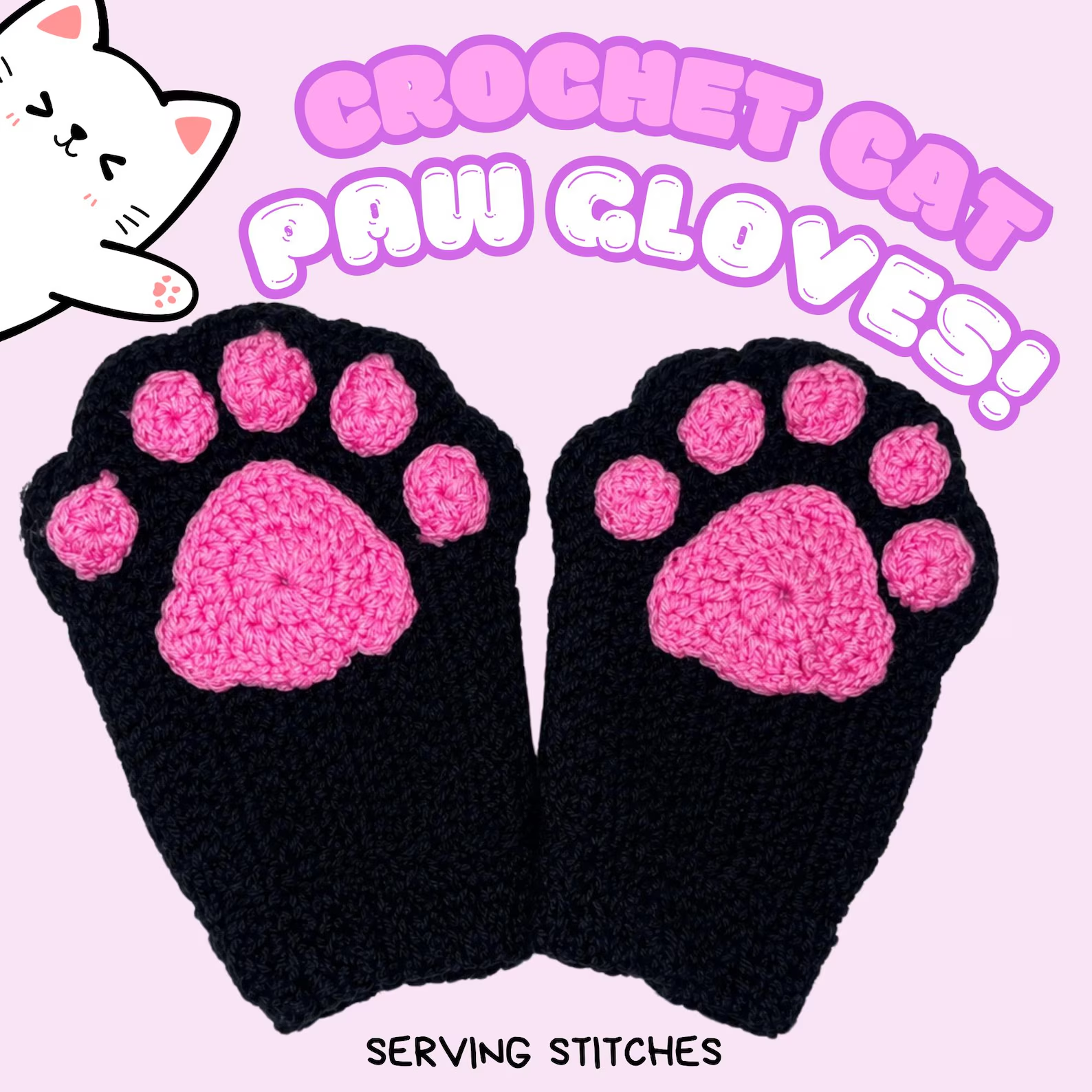 Cat Paw Fingerless Gloves | Kawaii Hand Warmers | Handmade Cat Lover Mittens